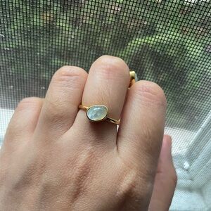 Elegant Gold vermeil and Aquamarine Blue Stone Ring March birthstone